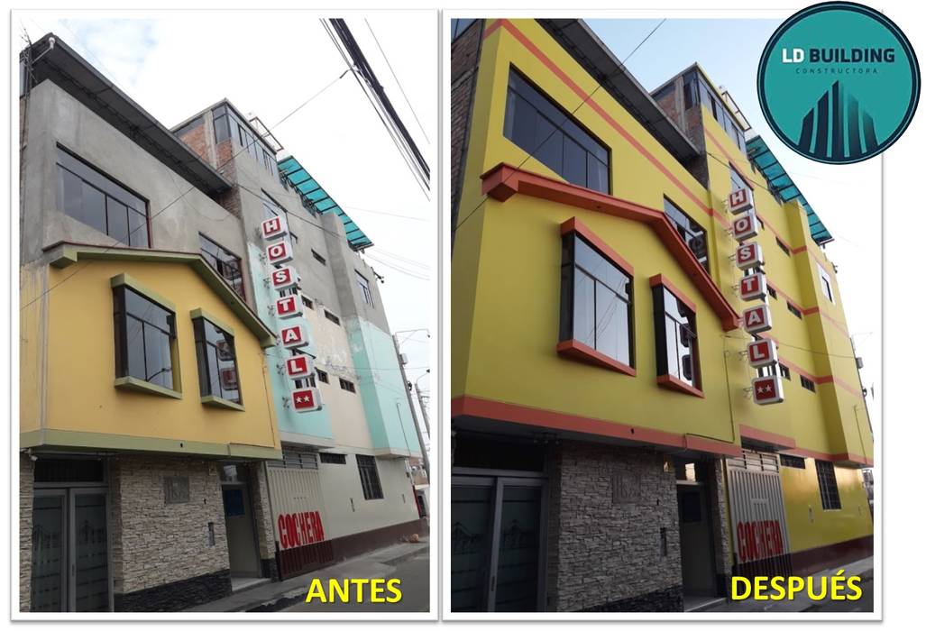 Pintura de fachadas interior y exterior de Hotel, LD Building EIRL LD Building EIRL Casas modernas