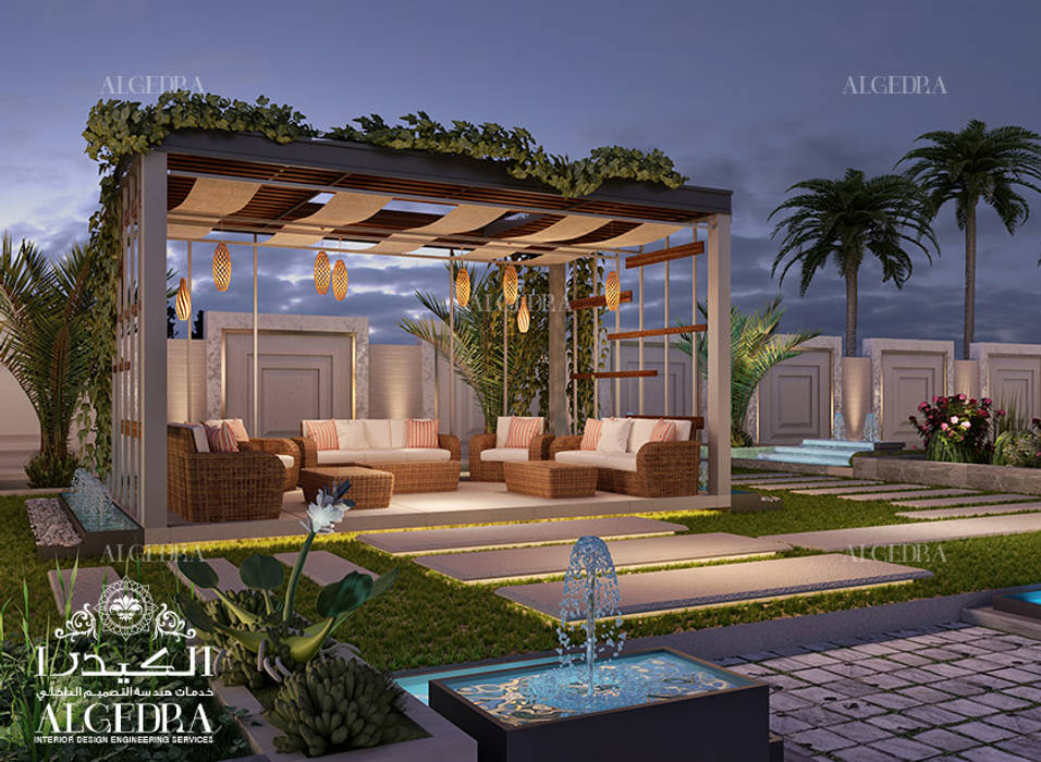 Pergola design in garden of luxury villa Algedra Interior Design Modern garden