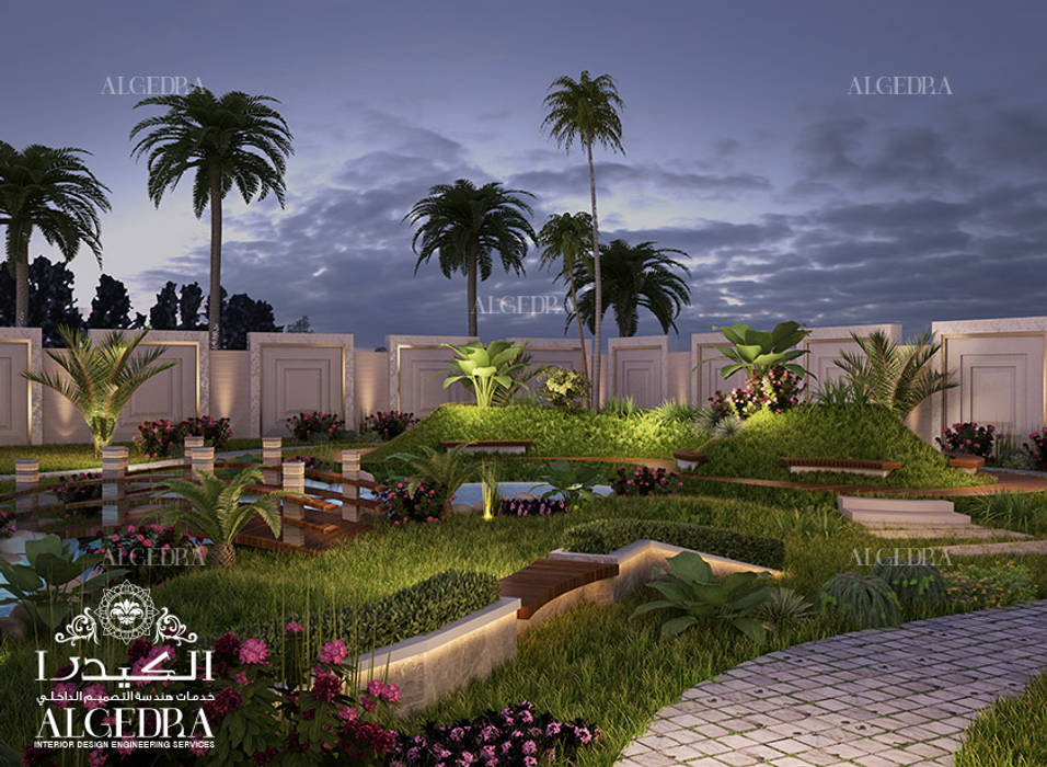 Landscape Design For Modern Villa In Dubai Algedra Interior Design Garden Pond Homify