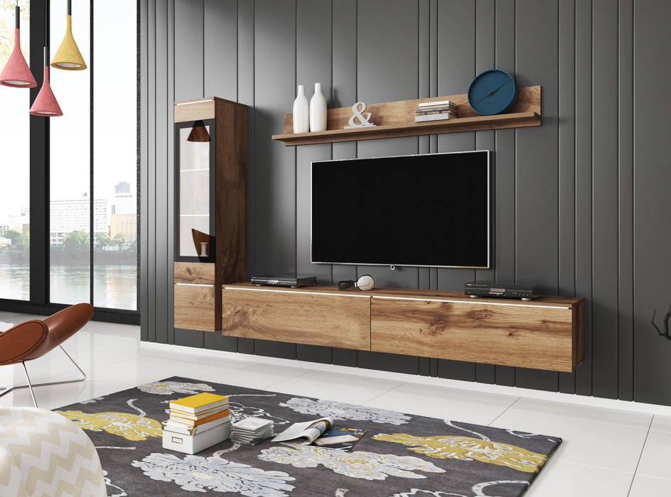 Meblościanki, Meble Minio Meble Minio Modern Living Room Chipboard Wood effect Cupboards & sideboards