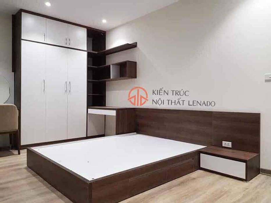 Hình ảnh giường ngủ bệt kiểu Nhật Kiến trúc và nội thất Lenado Phòng ngủ phong cách hiện đại Gỗ Wood effect Beds & headboards
