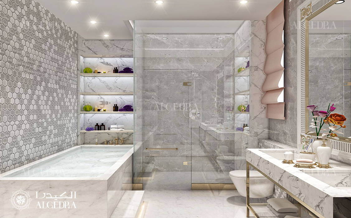 Luxury villa in Dubai Neoclassic style, Algedra Interior Design Algedra Interior Design Salle de bain classique