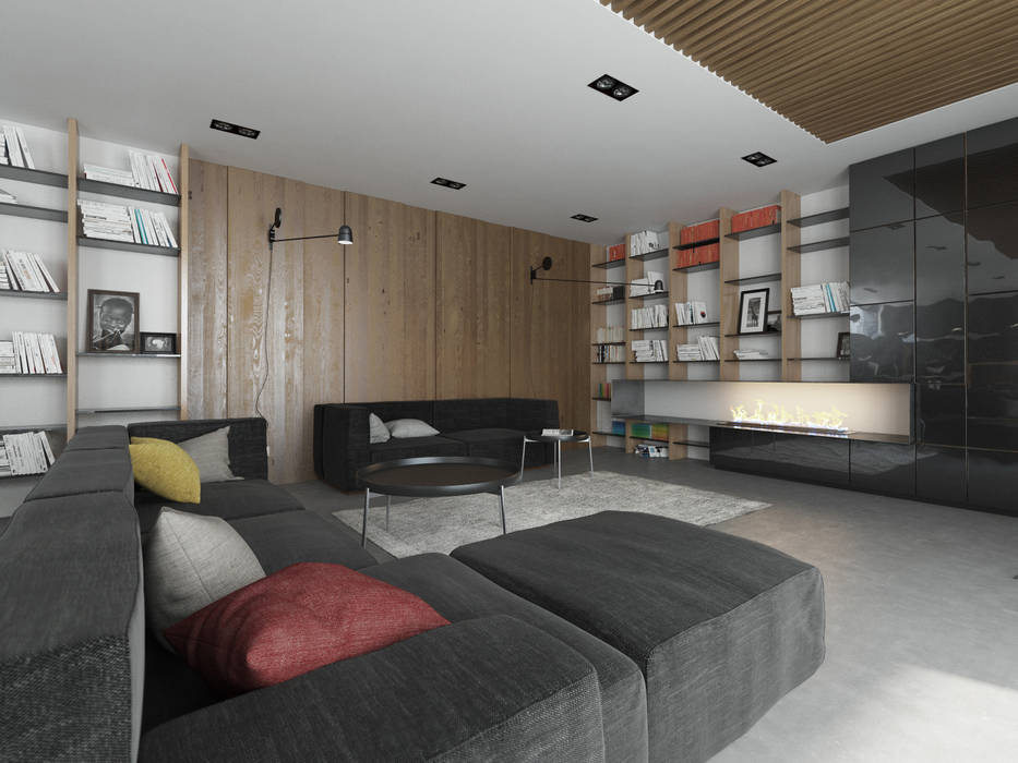 Интерьер частного жилого дома в коттеджном поселке «Мельница», CNTR Architects CNTR Architects Living room