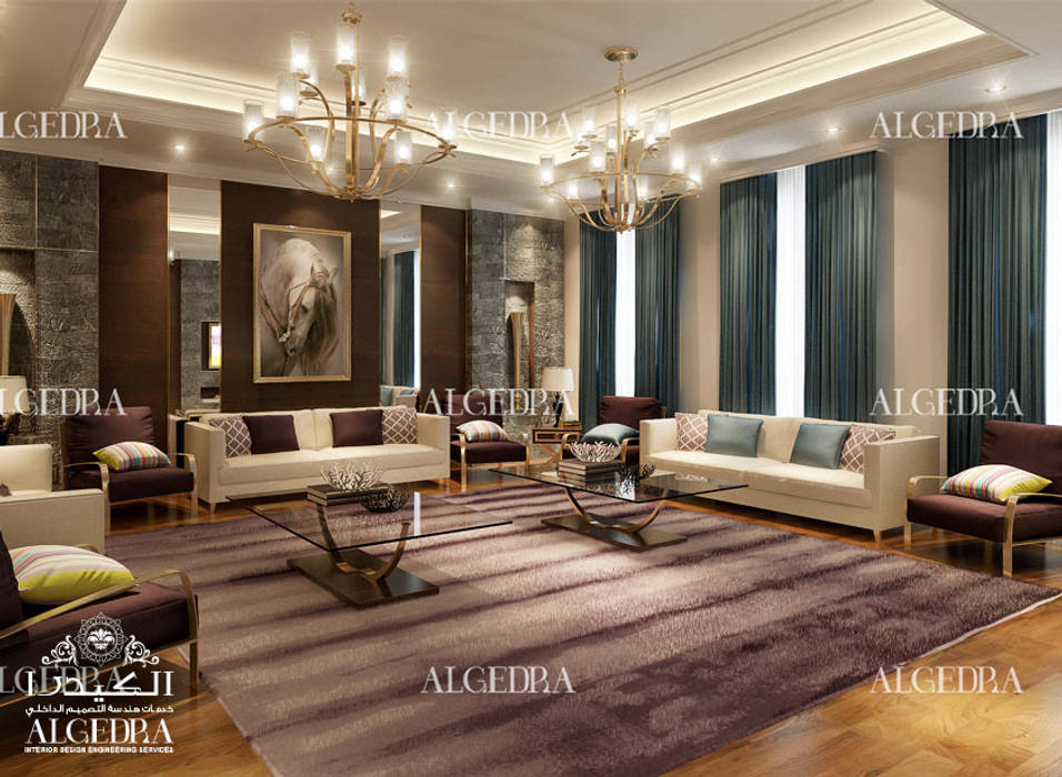 Modern majlis design in Abu Dhabi, Algedra Interior Design Algedra Interior Design 모던스타일 거실