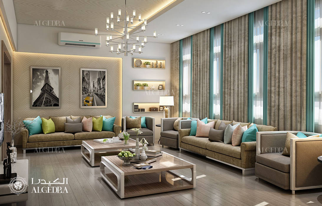 Modern majlis design in Abu Dhabi, Algedra Interior Design Algedra Interior Design 모던스타일 거실