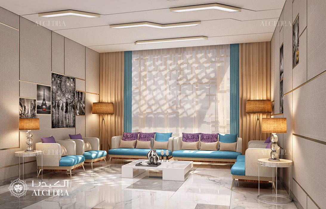 Modern majlis design in Abu Dhabi, Algedra Interior Design Algedra Interior Design Вітальня