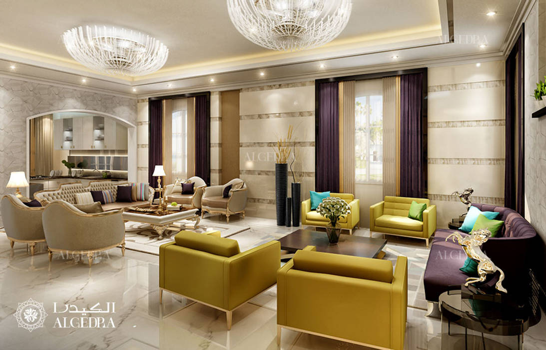 Modern majlis design in Abu Dhabi, Algedra Interior Design Algedra Interior Design Вітальня