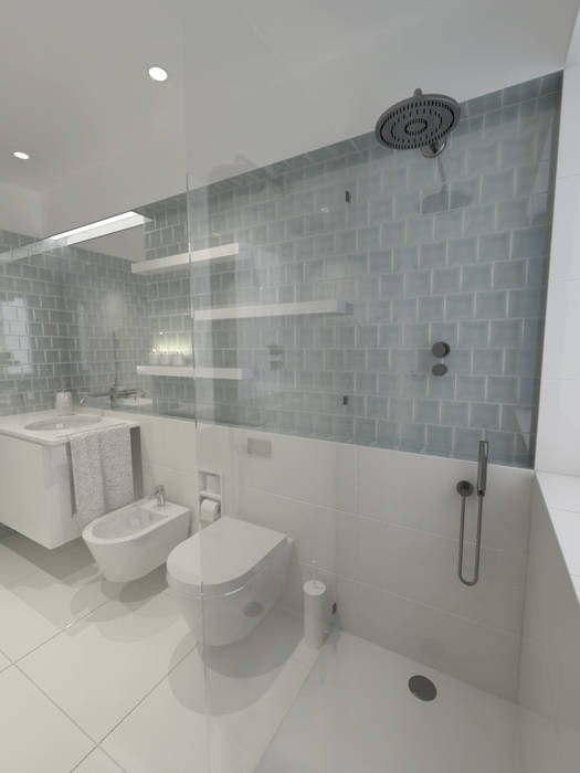 3D Instalação sanitária quartos The Spacealist - Arquitectura e Interiores Casas de banho modernas Cerâmica remodelação, instalação sanitária, casa-de-banho, revestimento, cerâmicos