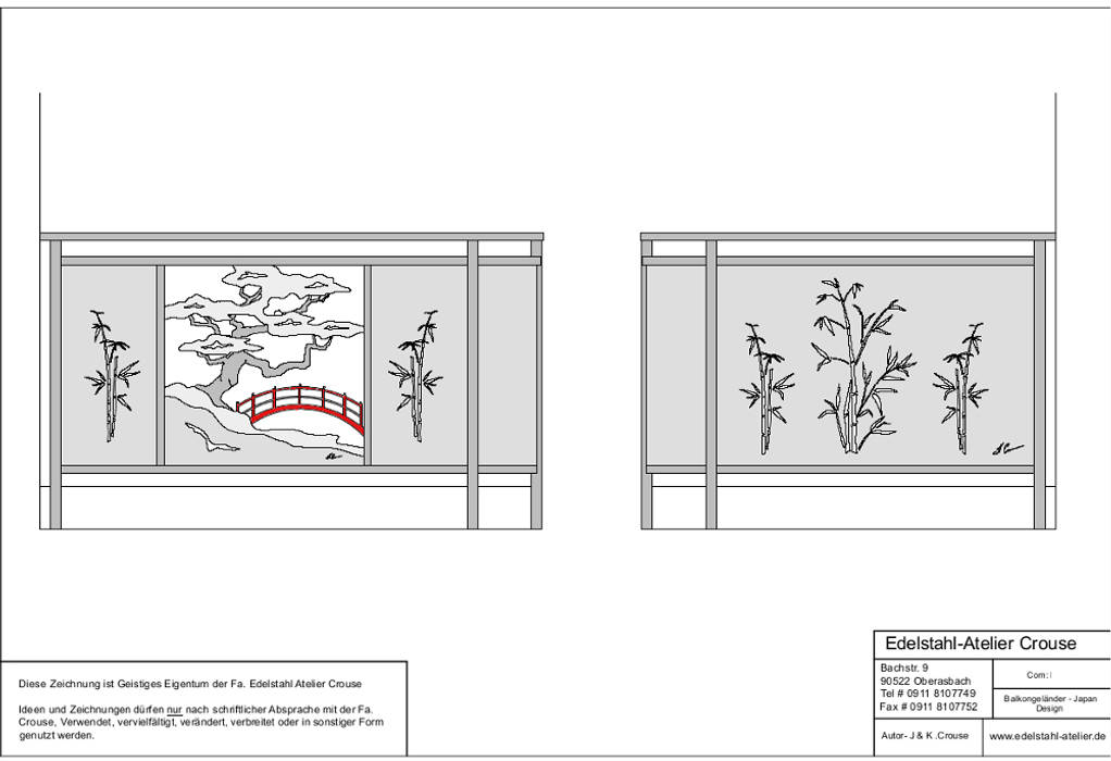 Japanisches Edelstahl Balkongeländer., Edelstahl Atelier Crouse: Edelstahl Atelier Crouse: ベランダ