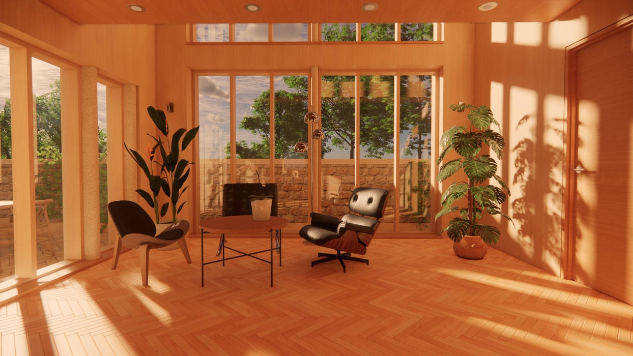 Solar Living Space Samuel Kendall Associates Limited Modern living room Wood Wood effect