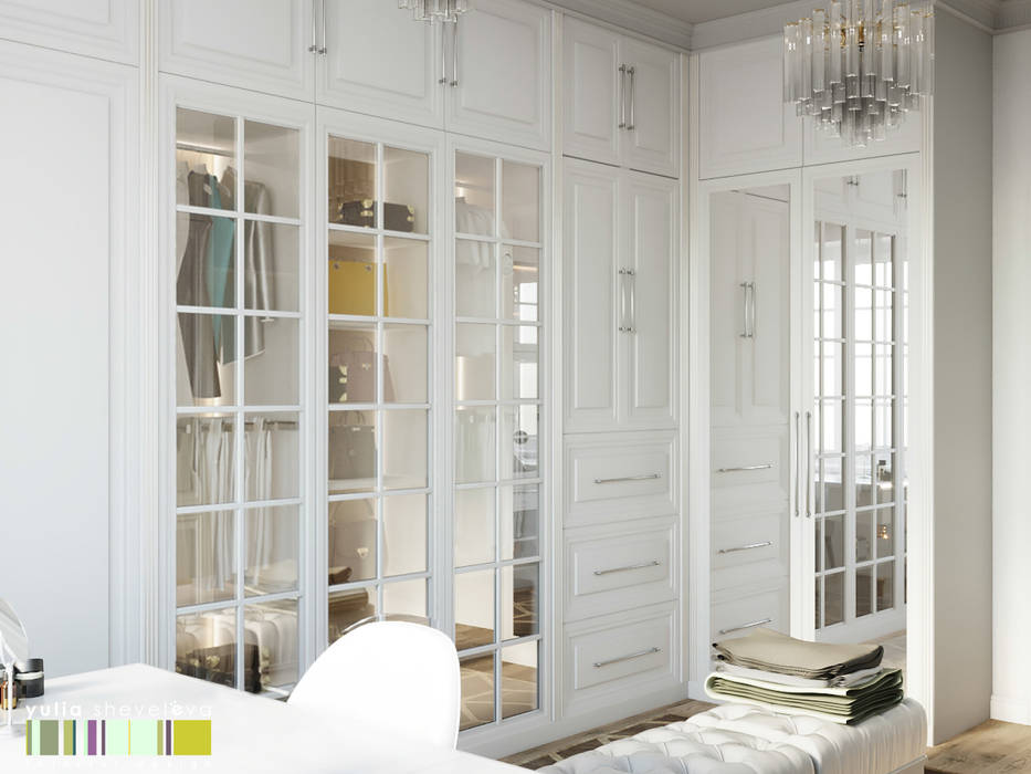 VILLA ROSA, Мастерская интерьера Юлии Шевелевой Мастерская интерьера Юлии Шевелевой Klasik Giyinme Odası