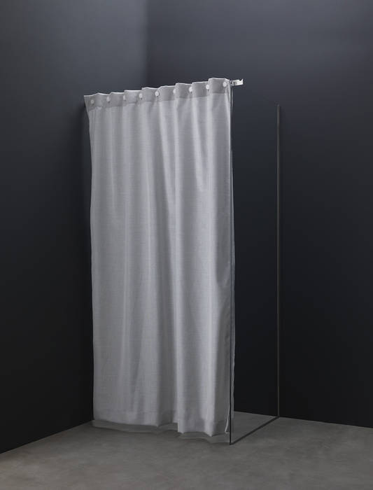 Tenda doccia in tessuto antimuffa e antimacchia AISI Design srl Bagno moderno Ferro / Acciaio tende doccia su misura, cotone, idrorepellente