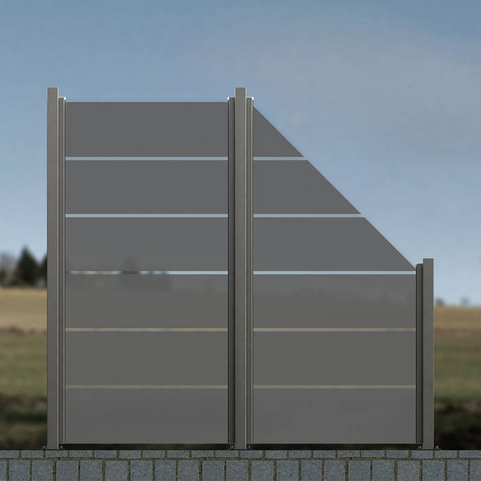 Glaszaun zaun, trennwand, sichtschutz und windschutz aus glas für