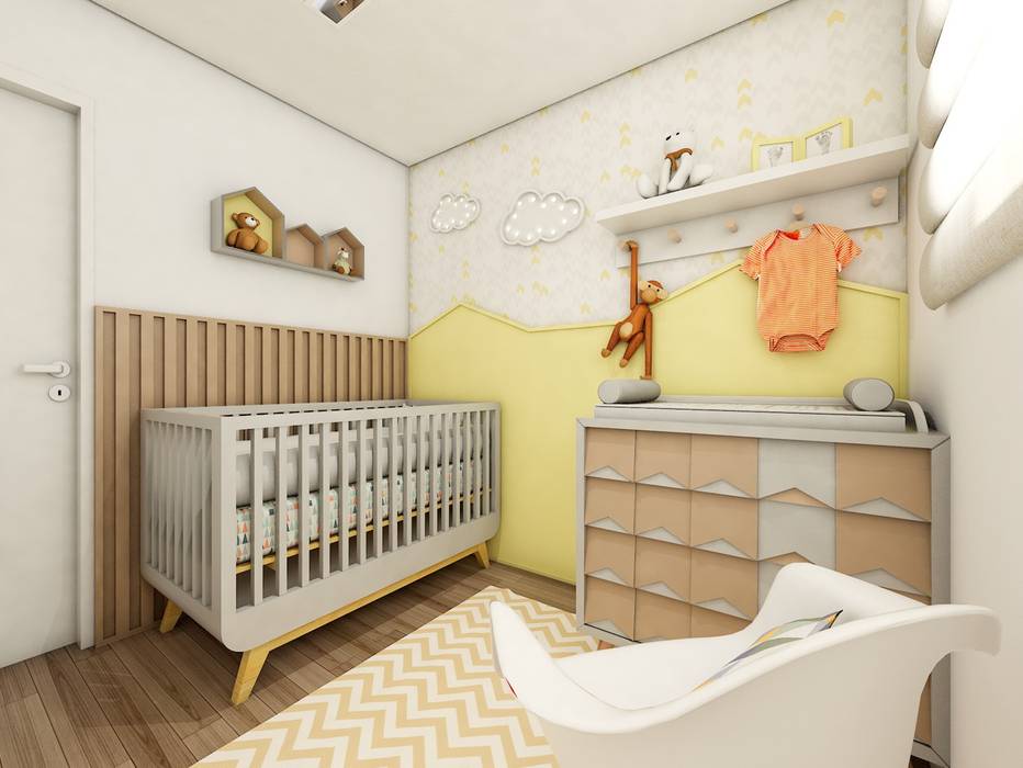 Projeto para apartamento de casal sem filhos, Lis Figueiredo Arquitetura e Interiores Lis Figueiredo Arquitetura e Interiores Baby room Wood Wood effect