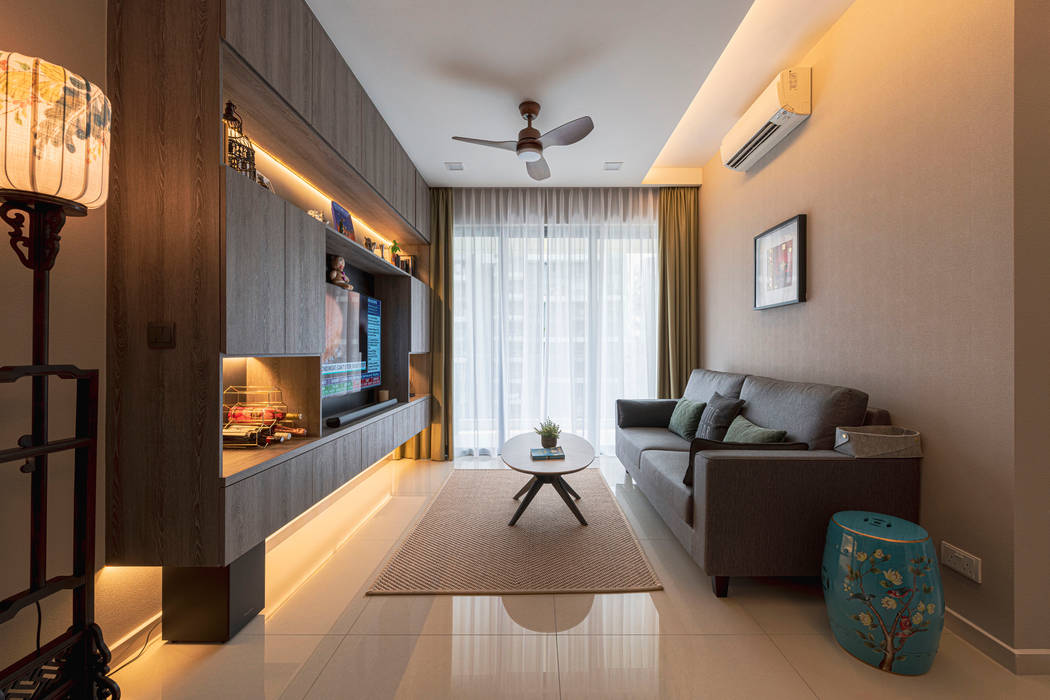 Modern Oriental & Luxury, Meter Square Pte Ltd Meter Square Pte Ltd Modern living room Marble