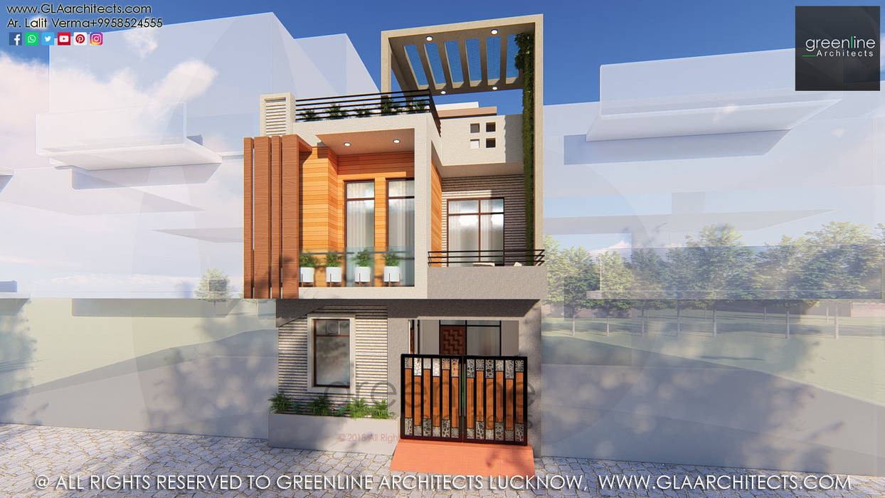 House Elevation 20 feet front greenline architects Modern houses