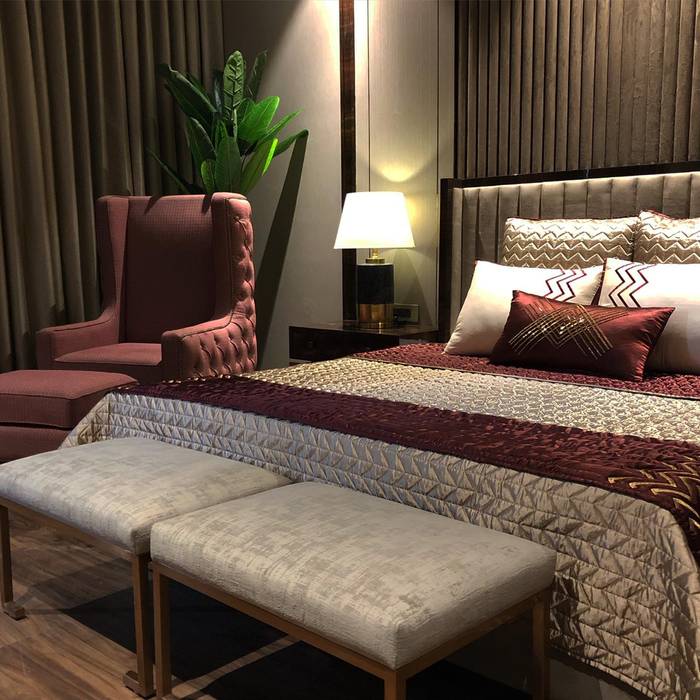 Customized Bed Linen, Adhvik Decor Adhvik Decor Dormitorios de estilo moderno Textil Ámbar/Dorado Textiles