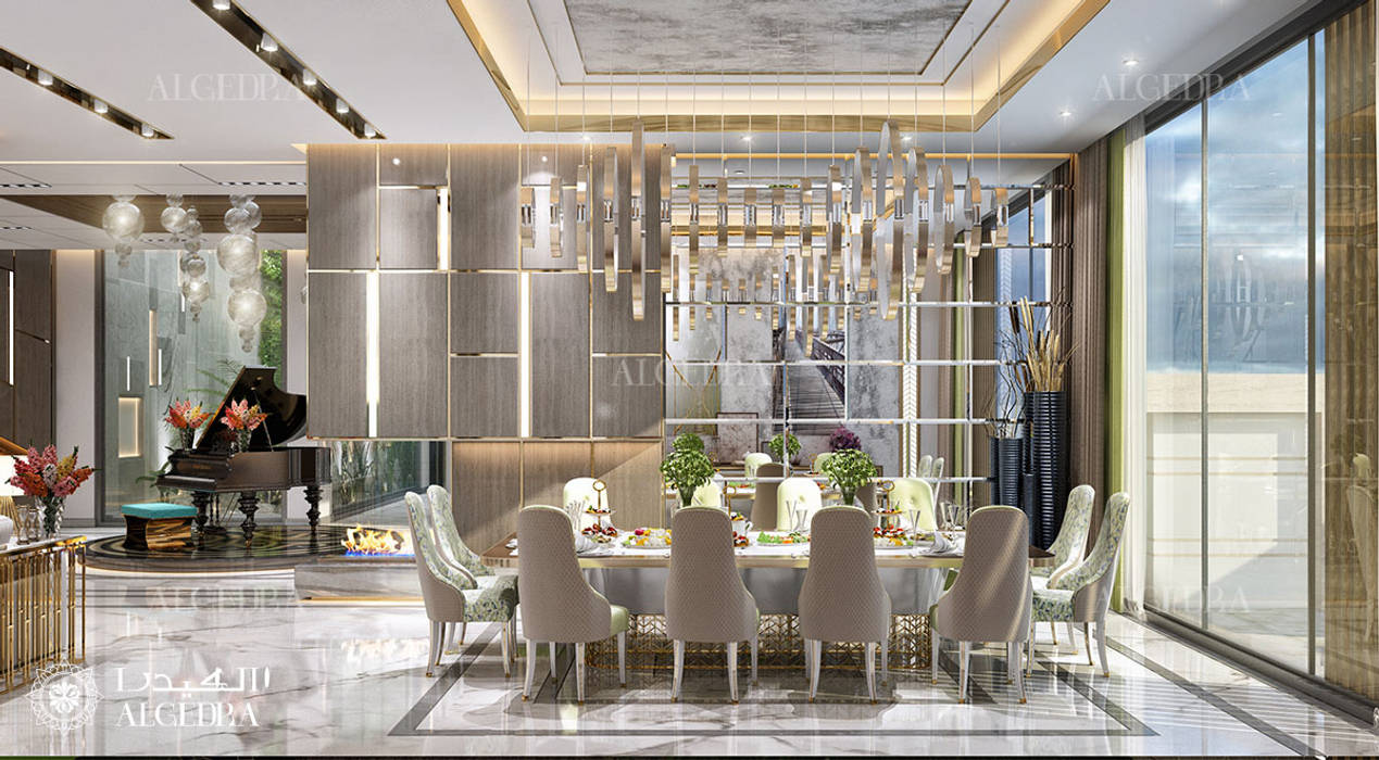Luxury modern family villa in Dubai, Algedra Interior Design Algedra Interior Design 모던스타일 다이닝 룸