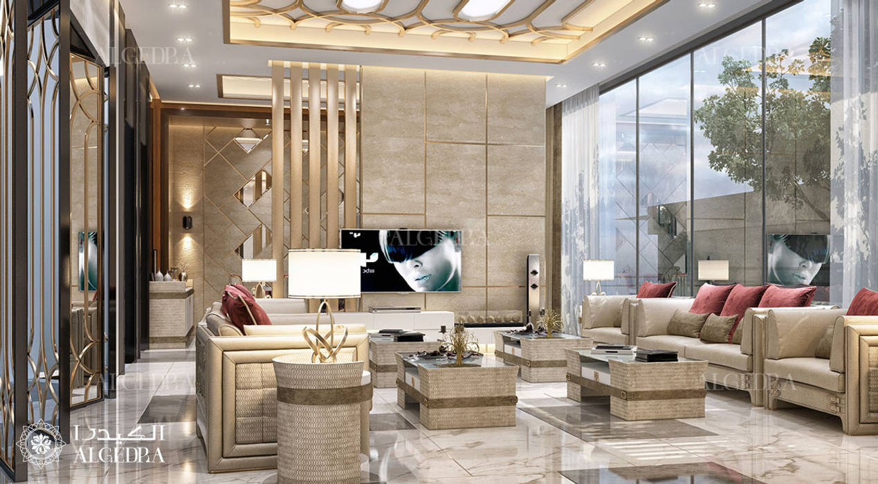 Luxury modern family villa in Dubai, Algedra Interior Design Algedra Interior Design Salas de estar modernas