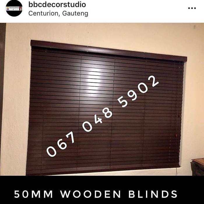 50mm Wooden Blinds Bespoke Blinds & Curtains Decor Studio Modern windows & doors Engineered Wood Transparent Blinds & shutters