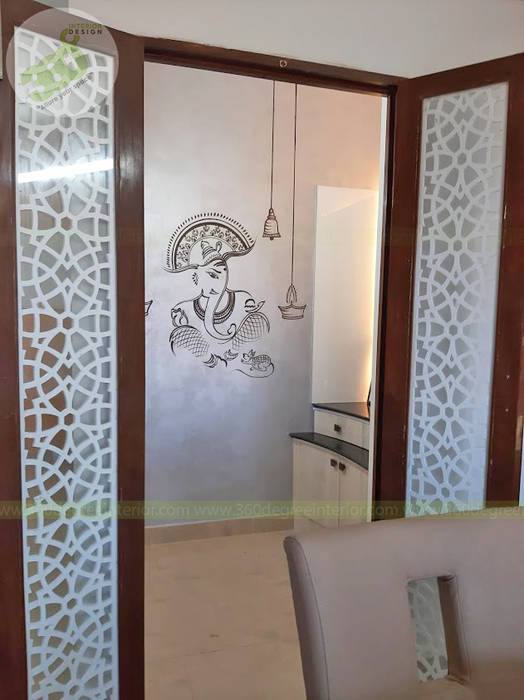 Pooja Room Entrance Door 360 Degree Interior Modern dining room Wood Wood effect
