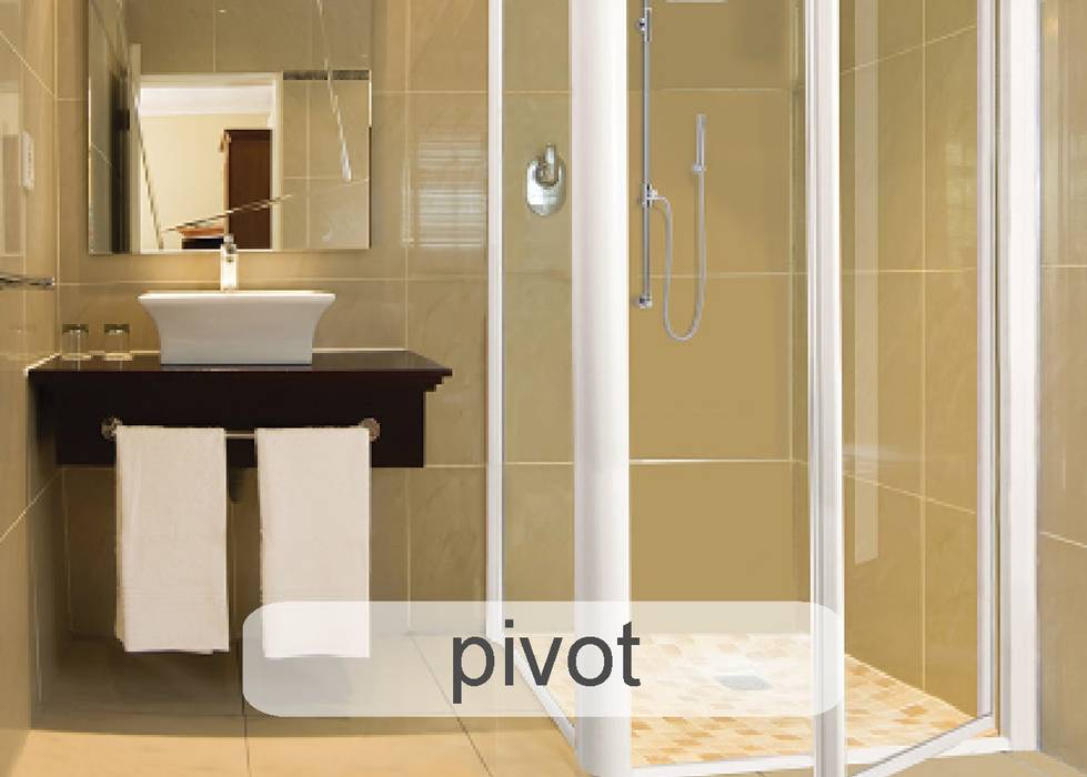 Aluminium Shower Door - Pivot style Origin Aluminium (Pty) Ltd Modern bathroom Aluminium/Zinc durable shower doors, non-drip, aluminium shower door, pivot door