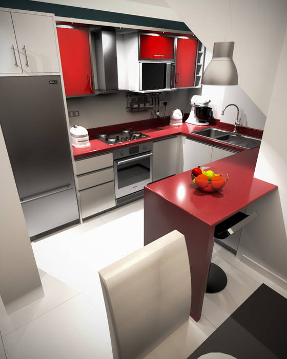 Diseño interior de apartamento unifamiliar, Interiorismo con Propósito Interiorismo con Propósito Small kitchens