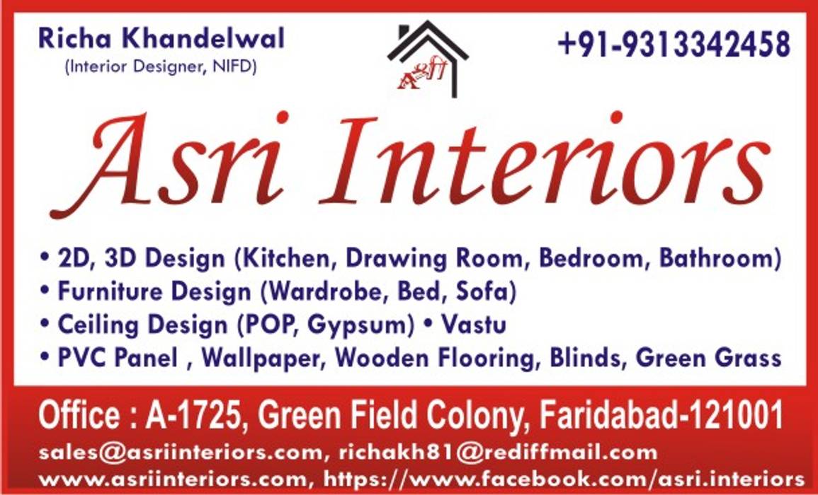 Interiors Design & Space Planning for a Builder Floor (Green Field) by Asri Interiors Faridabad, Asri Interiors Asri Interiors Floors