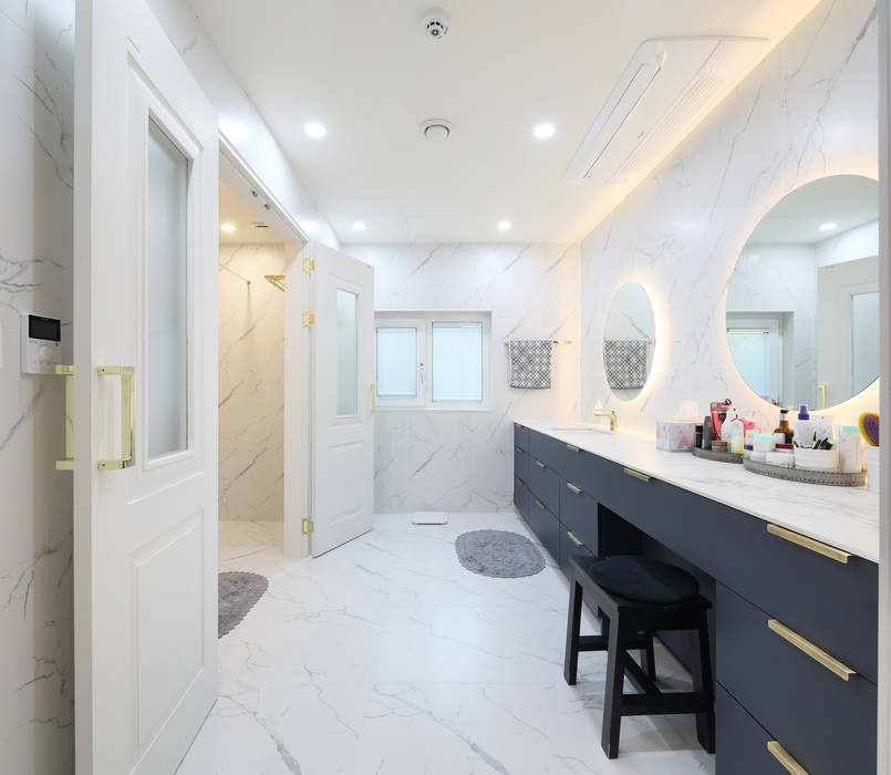 그레이집 파우더룸 주택설계전문 디자인그룹 홈스타일토토 모던스타일 욕실 타일