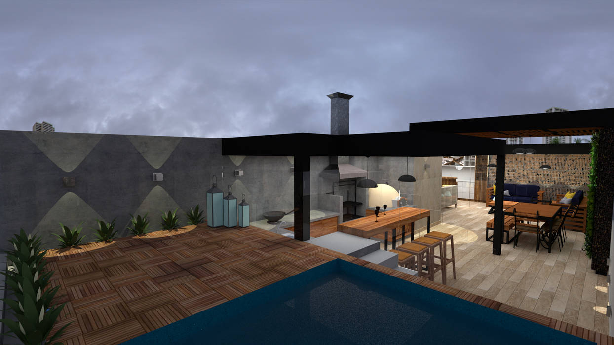 Proy. Chacarilla| Terraza KIARA NOVOA INTERIORISTA Balcones y terrazas modernos terrazas