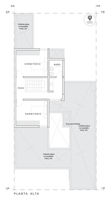Plano Planta Alta ARBOL Arquitectos Casas de estilo minimalista