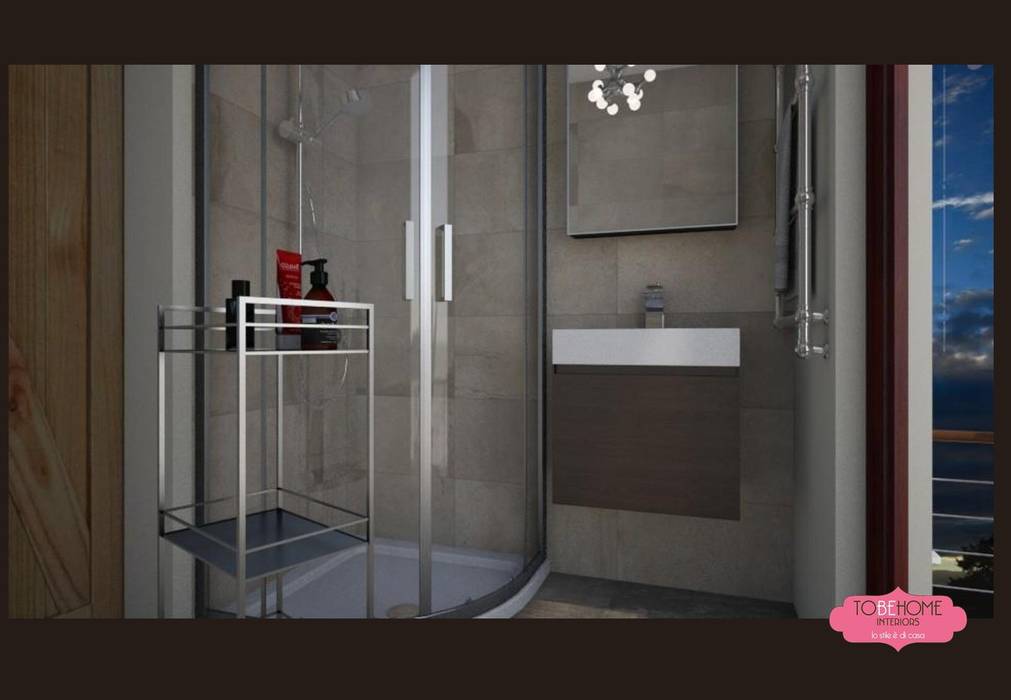 PICCOLO MA COMPLETO: UN NUOVO BAGNO DOVE C'ERA UN RIPOSTIGLIO TOBEHOME INTERIORS Bagno moderno casa. bagno, progetto, progettaziojne, nuovo, doccia, lavabo, sanitari, monoblocco, muretto, rivestimenti, pavimenti, iumpianto, miscelatori, idraulico,restilyng, ristrutturazione,