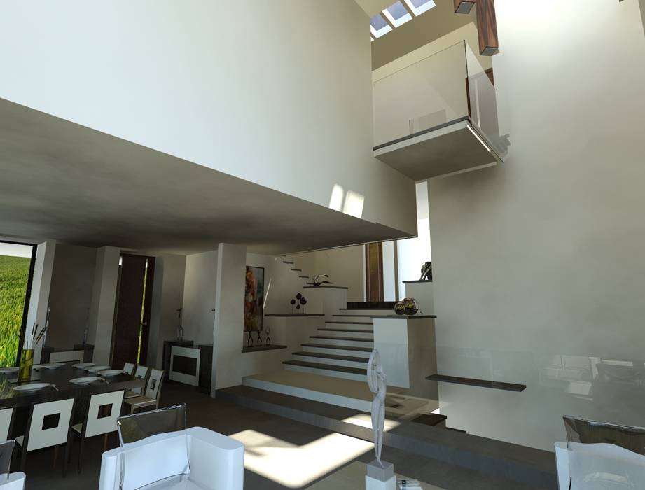 Vista de la Estancia CESAR MONCADA SALAZAR (L2M ARQUITECTOS S DE RL DE CV) Salones minimalistas Diseño y Construcción de Residencias en Zona Esmeralda