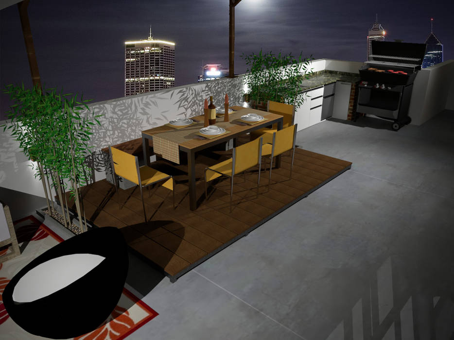 Diseño y ambientación de azotea de vivienda multifamiliar, Interiorismo con Propósito Interiorismo con Propósito Roof terrace