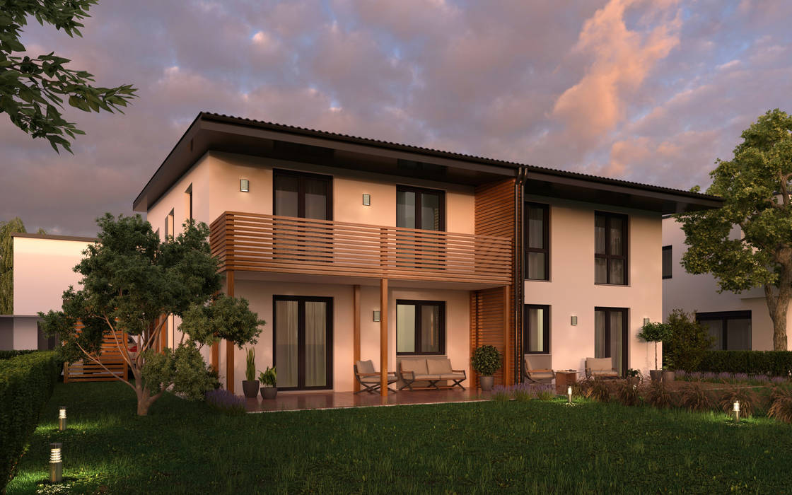 3D Architekturvisualisierung Doppelhaus, GRIFFEL 3D DESIGN GRIFFEL 3D DESIGN Збірні будинки