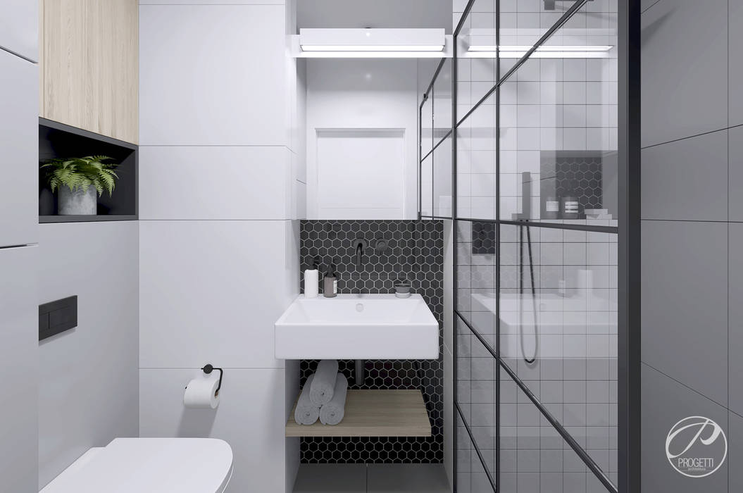 Apartament Bluszczańska Bartycka Residence, Progetti Architektura Progetti Architektura Modern bathroom