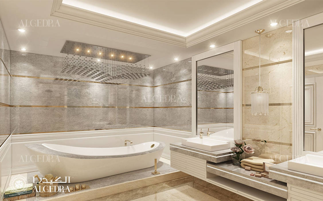Luxury villa in Abu Dhabi neoclassic style, Algedra Interior Design Algedra Interior Design Salle de bain classique