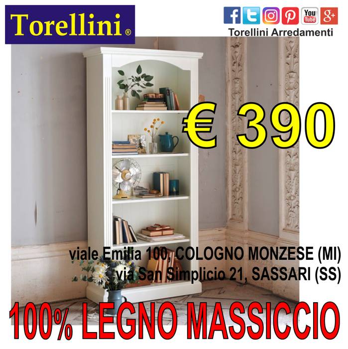 Mobili in Legno Massello a OLBIA, COSTA SMERALDA e PORTO CERVO, Torellini Arredamenti SASSARI OLBIA COLOGNO MONZESE Torellini Arredamenti SASSARI OLBIA COLOGNO MONZESE Study/office Cupboards & shelving