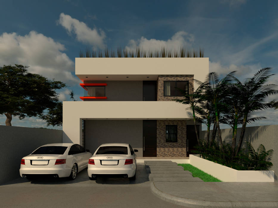 FACHADA PRINCIPAL QUIAHUA ARQUITECTURA Y CONSTRUCCION Casas modernas