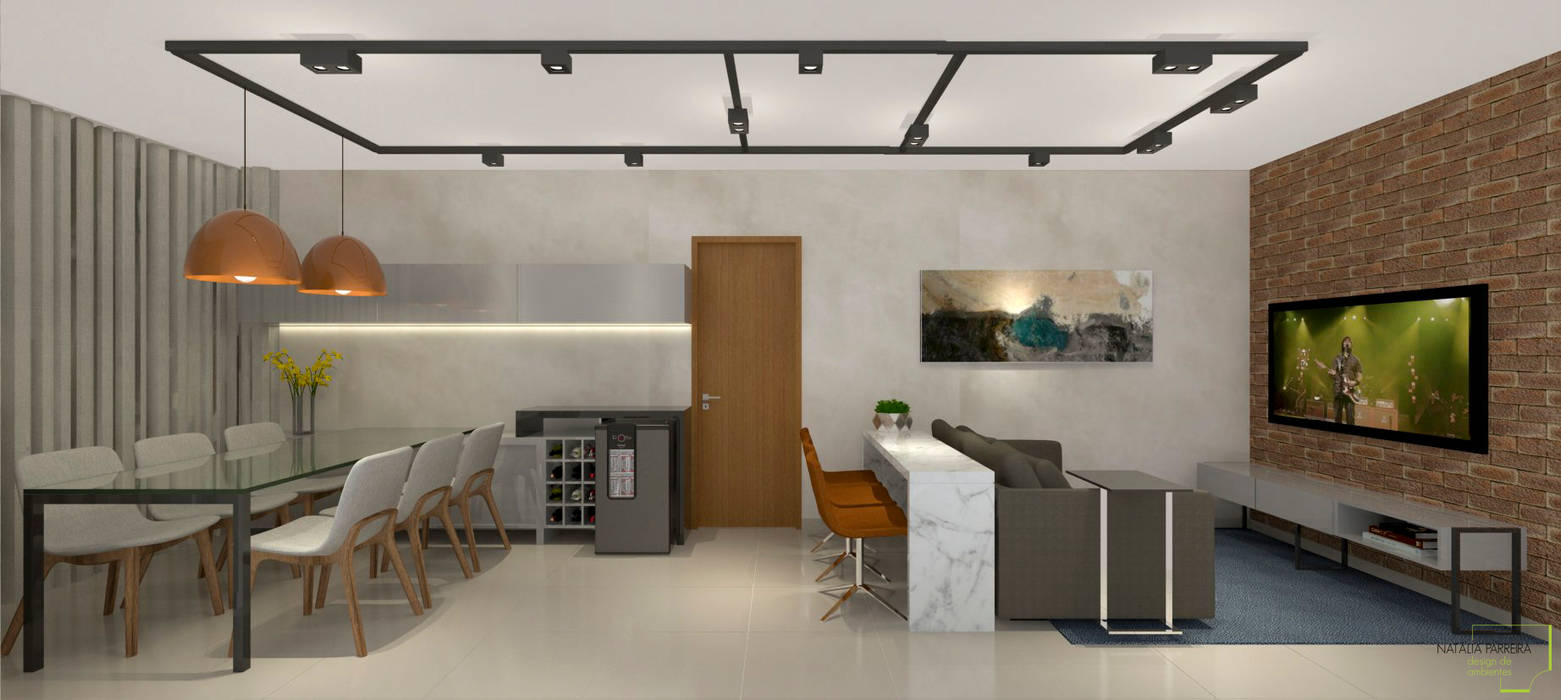 Apartamento Nova Granada, Natália Parreira Design de Interiores Natália Parreira Design de Interiores Comedores modernos
