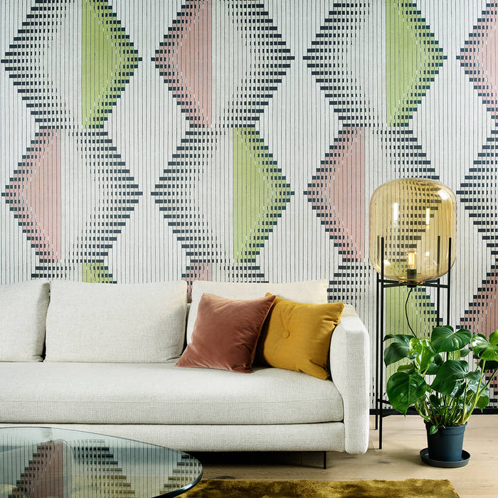 Tapete LINKED rosé-grün Tapeten & Uhren Modern Walls and Floors Tapete, Tapeten, Designtapete, RetroTapeten, Tapeten 70er, geometrische Tapeten, Tapeten aus Belgien, Tapeten mit Schimmer, Tapeten mit Gold, fein gemusterte Tapeten, Grafische Tapeten, Arte, Tapeten HOOKED ON WALLS, Tapeten mit Glanz, UniTapeten, unifarbene Tapeten,