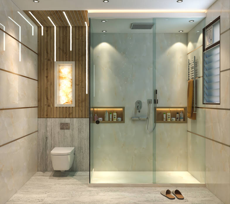 Luxury Bathroom Project Mr Sunil Singh S Luxury Bathroom Bara Bazar Kolkata Custom Design Interiors Pvt Ltd Custom Design Interiors Pvt Ltd Modern Bathroom Tiles Grey Homify