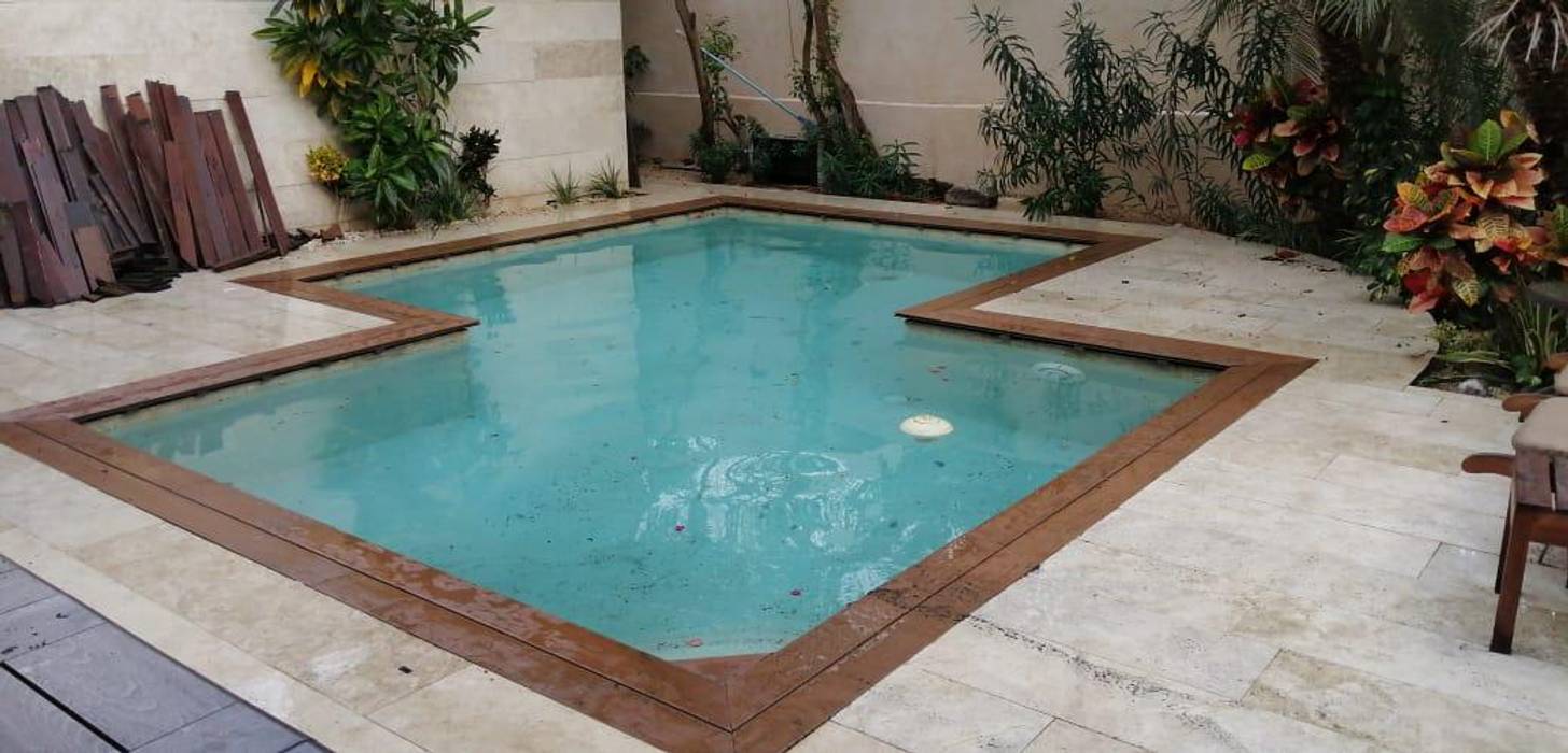 Tabla piso de madera plástica para albercas en color teca homify