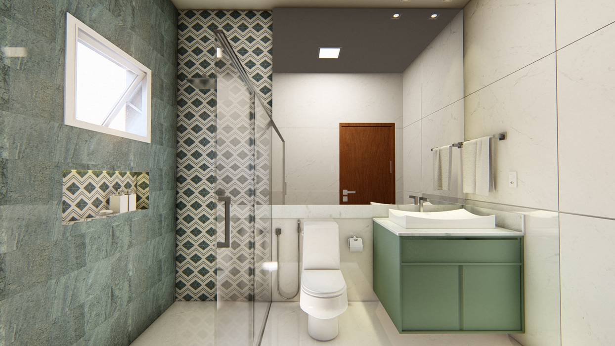 Banheiro suite 3 Fark Banheiros clássicos Cerâmica