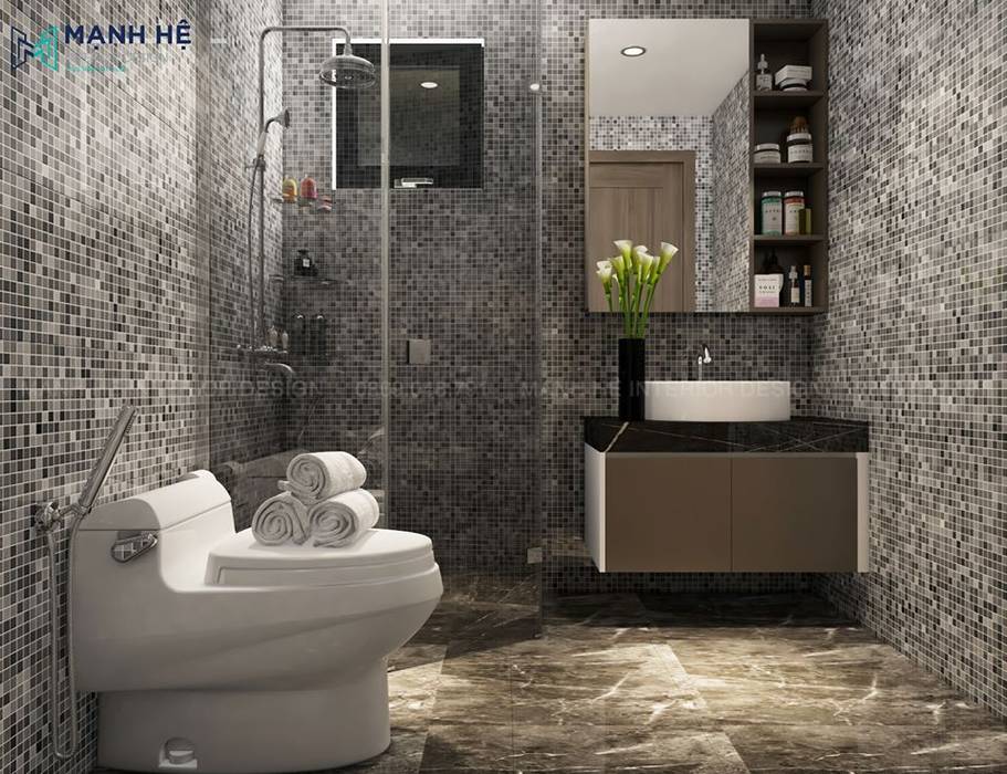 Không gian nội thất nhà vệ sinh sang trọng Công ty Cổ Phần Nội Thất Mạnh Hệ Phòng tắm phong cách hiện đại