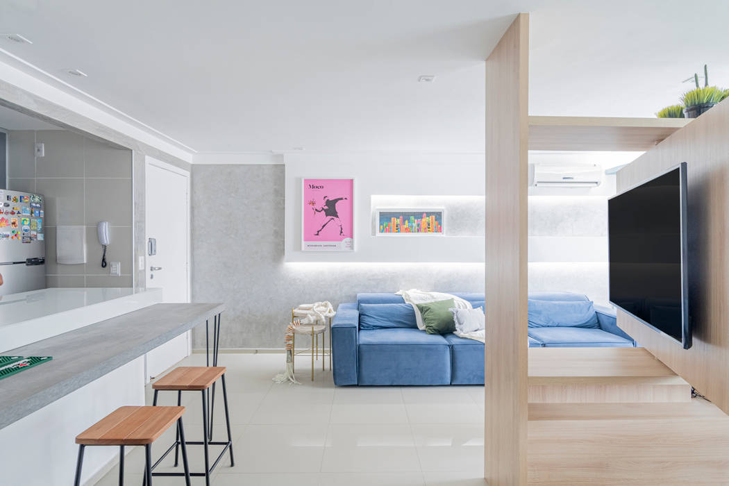 Sala integrada Coletânea Arquitetos Salas de estar minimalistas