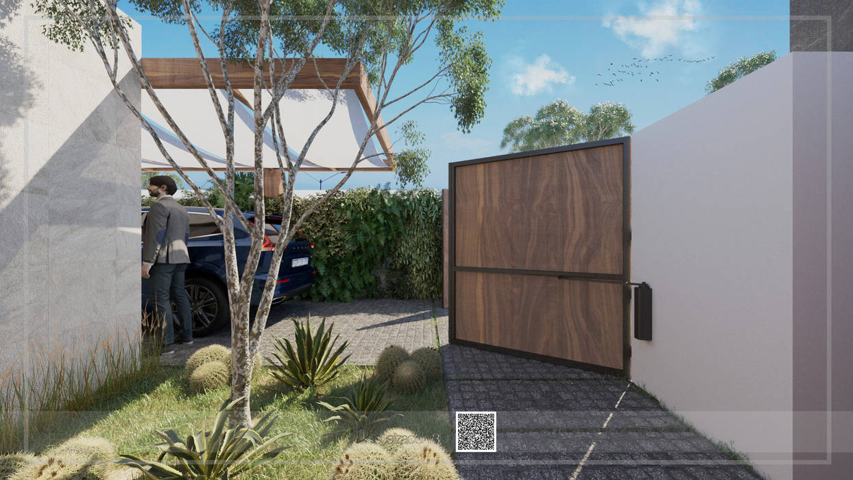 Áreas Exteriores Visualización 3D Jardines en la fachada Piedra Jardin - Areas Exteriores