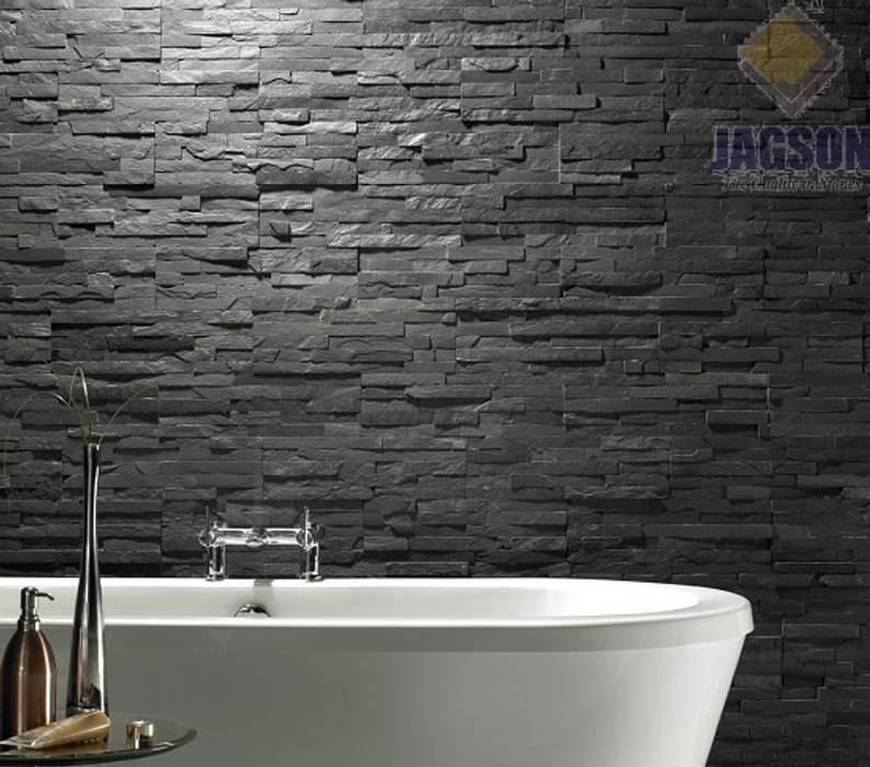 Black slate bathroom cladding homify