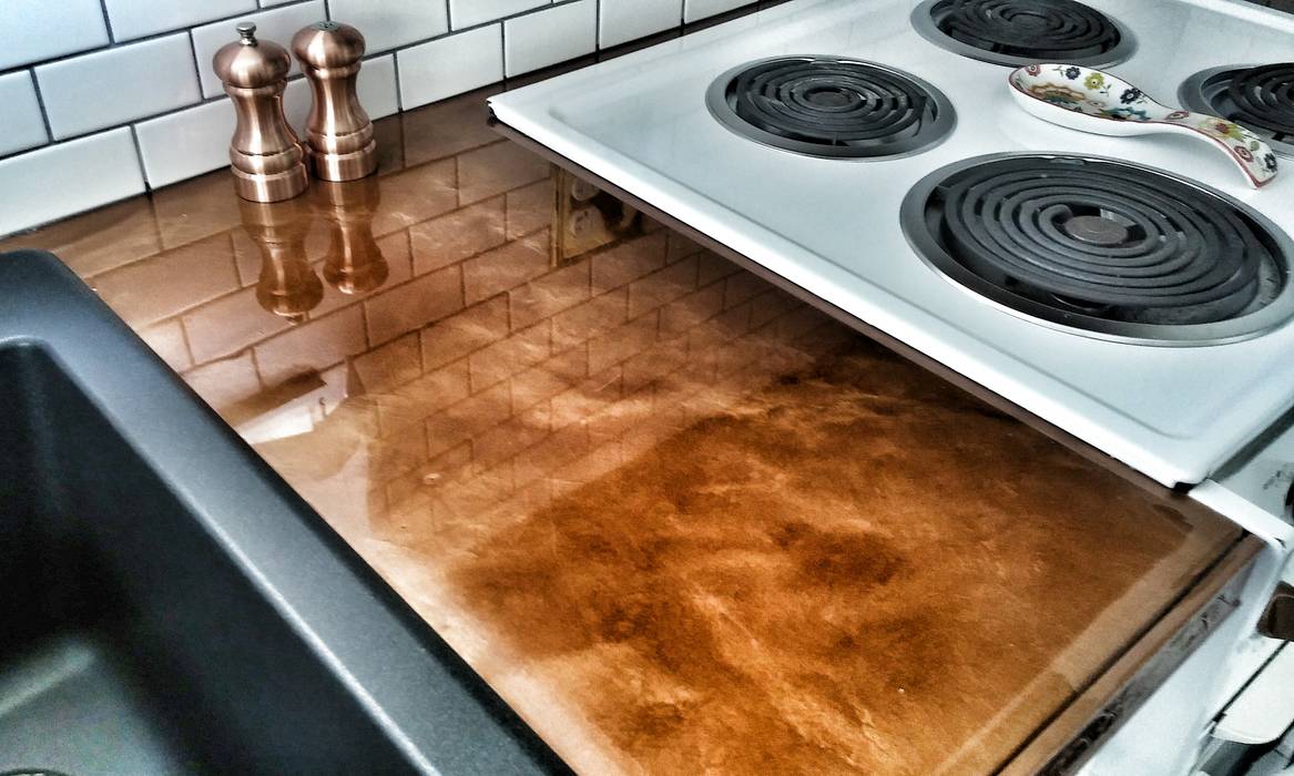 Kitchen Epoxy Countertops, Tonic Interiors Tonic Interiors Ankastre mutfaklar Bakır/Bronz/Pirinç