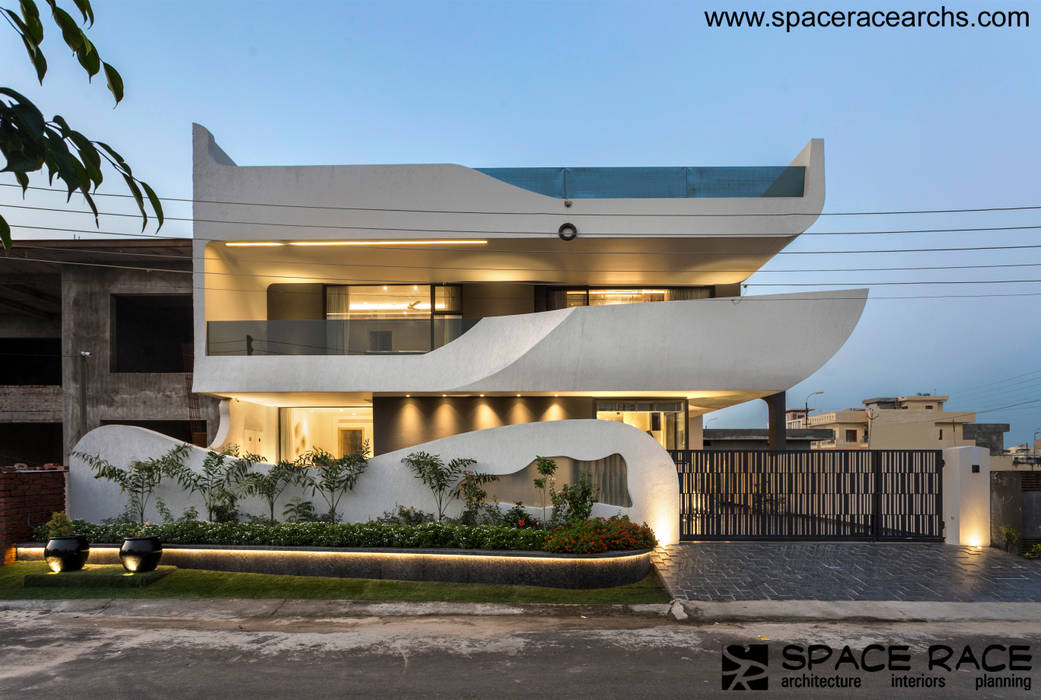 FRONT ELEVATION SPACE RACE ARCHITECTS Minimalist houses